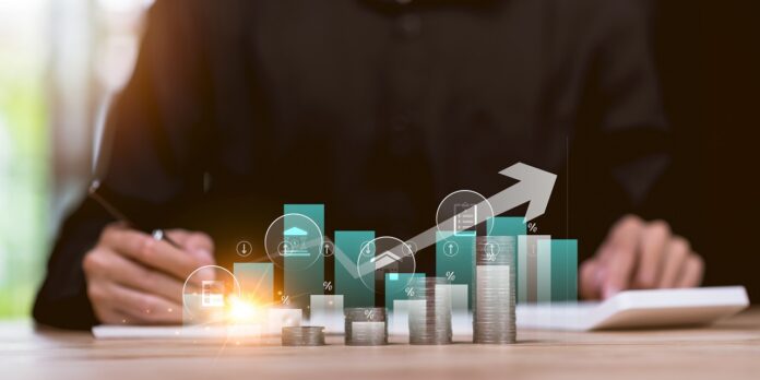 concept of finance and investment ,profit growth management ,fin