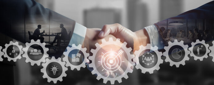 Ecosystem business and partnerships strategy concept. Business collaboration strategies. The value of network and solution of creating new opportunities. Task relations, collaboration, team building. Transformationspartner Hannover Finanz begleitet Mittelstand, Restrukturierung und Buy-and-Build mit Kapital und Umsetzungskompetenz.